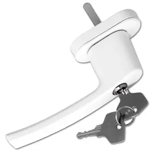 Window Handles - set of 2, built-in lock, 2 keys per handle, for UPVC, aluminium, & some timber windows - white