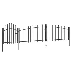 Berkfield Garden Fence Gate with Spear Top 5x1.5 m Black