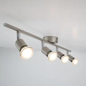 Brushed Steel 4 Bar GU10 Ceiling Spotlight