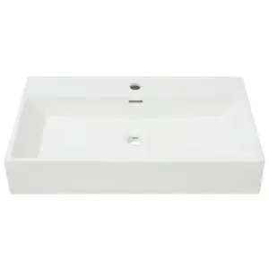 Berkfield Basin with Faucet Hole Ceramic White 76x42.5x14.5 cm