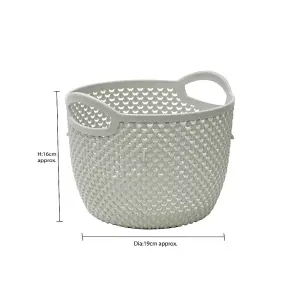 JVL Droplette Design Plastic Round Storage Basket,  Grey