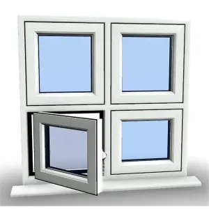 1095mm (W) x 1245mm (H) PVCu Flush Casement Window - 1 Bottom Opening (Left)  - White Internal & External