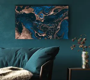 Ocean Oils And Bronze Canvas Print Wall Art - Medium 20 x 32 Inches