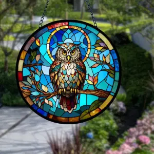 Colorful Owl Printed Acrylic Decorative Pendant