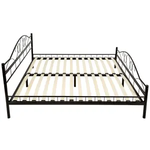 Metal bed frame Art with slatted base - black/black