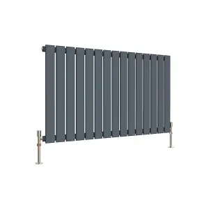 Horizontal Anthracite Single Flat Panel Radiator (H) 600 mm x (W) 1020 mm, 3290 BTU.