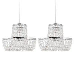 First Choice Lighting Set of 2 Jewelled Easy Fit Light Shades