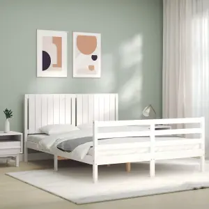 Berkfield Bed Frame with Headboard White 160x200 cm Solid Wood