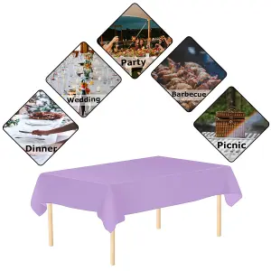 Light Purple Plastic Table Cover, Disposable Wipe Clean Waterproof Tablecloth - 54"x108"