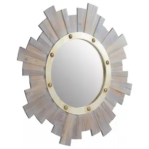 Interiors by Premier Sunburst Wooden Wall Mirror with Nail head