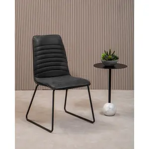 Interiors by Premier Foundry Black Leather Effect Chair, Easy to Clean Outdoor Chair, Body Supportive High Back Accent Chair