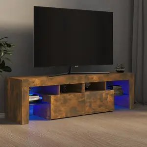 Berkfield TV Cabinet with LED Lights Smoked Oak 140x36.5x40 cm