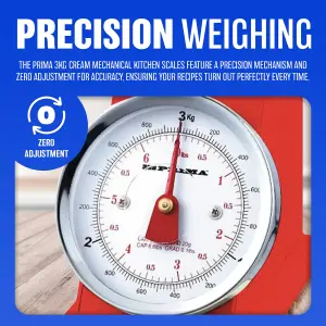 New Red 3kg Tradition Kitchen Weighing Scales Metal Baking Cooking Mechanical Food