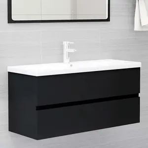 Berkfield Sink Cabinet with Built-in Basin Black Engineered Wood