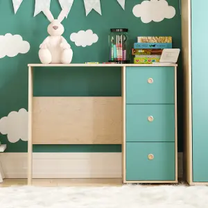 Junior Vida Neptune Blue & Oak 3 Drawer Desk Children Kids Furniture