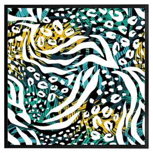 Tropical leaves & animal print (Picutre Frame) / 24x24" / Black