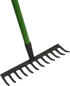 12 Teeth Soil Garden Rake - Green