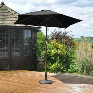 2.4m Durable Quality Wooden Garden Parasol Umbrella - Outdoor Garden Furniture Traditional Garden Sun Shade