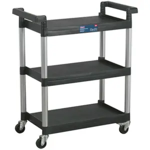 Versatile 3 Level Composite Workshop Trolley with Wheels - 800mm x 410mm x 930mm