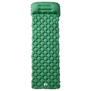 Inflating Camping Mattress with Pillow 1-Person Green