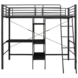 Berkfield Bunk Bed with Table Frame Black Metal 90x200 cm