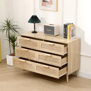 FurnitureHMD Bedroom Chest of Drawers, Ratten Storage Dresser Cabinet,Sideboard for Living Room, Bedroom, Hallway