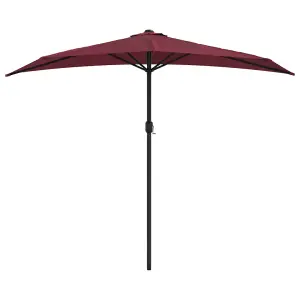 Berkfield Balcony Parasol with Aluminium Pole Bordeaux Red 270x135x245 cm Half