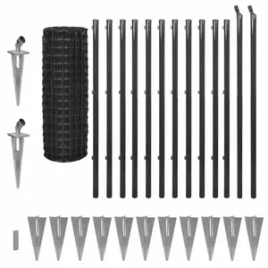 Enos Outdoor Euro Fence Panel Set with Ground Spike Steel Grey / 120cm H x 2500cm W