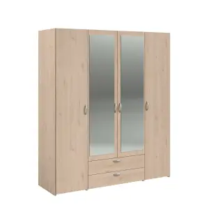 PARISOT DAILY 4 DOOR WARDROBE WITH MIRROR OAK EFFECT