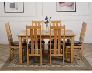 Oslo 150 x 90 cm Medium Oak Dining Table and 6 Chairs Dining Set with Princeton Chairs