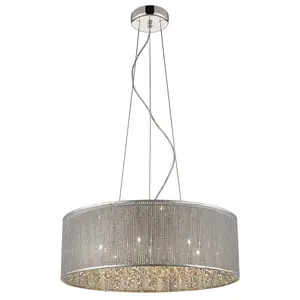 Luminosa Traditional Pendant Ceiling 7 Light Silver, Crystal