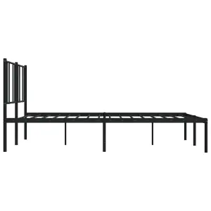 Berkfield Metal Bed Frame with Headboard Black 200x200 cm