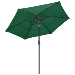 Berkfield 3-Tier Parasol with Aluminium Pole Green 2.5 m