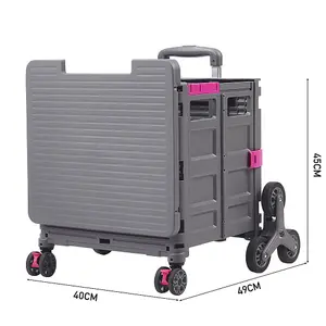 Outdoor Grey Collapsible Rolling Protable Crate with Adjustable Handle