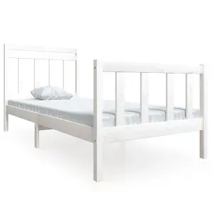 Berkfield Bed Frame White Solid Wood 90x200 cm 3FT Single