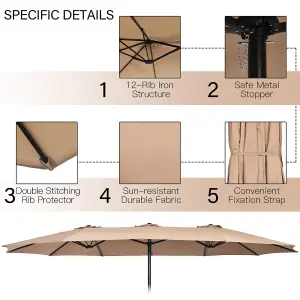 Costway 4.5M Double-Sided Patio Umbrella Extra-Large Market Umbrella w/ Base