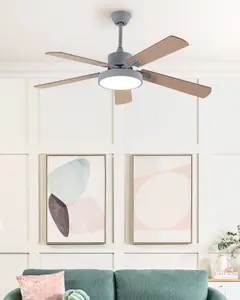 Ceiling Fan with Light Grey and Light Wood HOBBLE