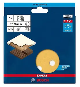 BOSCH Mixed Grit Expert for Wood and Paint Sanding Sheets (6/Pack) (To Fit: Bosch GEX 12V-125 & GEX 18V-125 Sanders)