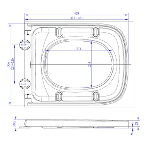 RAK Series 600 Soft Close WC Toilet Seat with Quick Release Button - Square Wrap Over