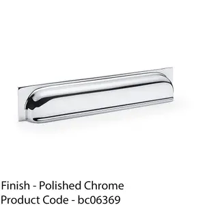 Backplate Cup Handle Polished Chrome 203mm Centre Solid Brass Shaker Drawer Pull