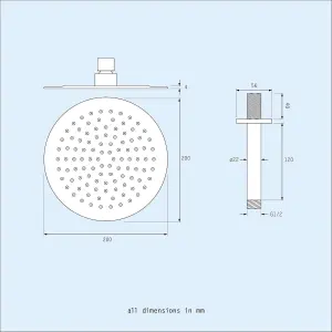 Concealed Thermostatic Shower Mixer with hand held Adjustable Rail and Rainfall Shower Head