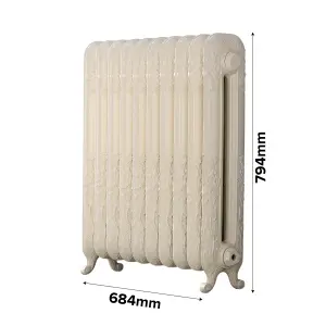 Arroll Daisy Cast iron Cream 10 Column Radiator, (W)684mm x (H)794mm