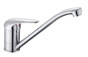 Motorhome Caravan Mixer Tap Single Lever Long Spout Modern Chrome + Flexi Hoses