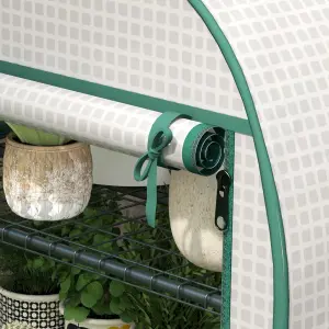 Outsunny 80 x 49 x 160cm Mini Greenhouse Portable Green House with Shelf White