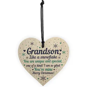 Red Ocean Grandson Christmas Ornament Bauble Wooden Heart Keepsake Gift From Grandparent Nan Gifts