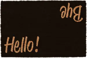 Hello, Bye Novelty Doormat Unique Black Coir Front Welcome Doormats