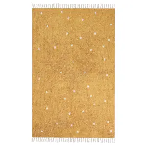 Cotton Area Rug Dotted 140 x 200 cm Yellow ASTAF