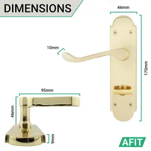 AFIT Polished Brass Bathroom Door Handles - Victorian Scroll Shaped - 1 Pair of Internal Door Handles