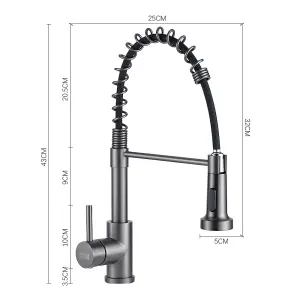 Grey Commercial Swivel Pull out Kitchen Tap Mixer Tap Faucet