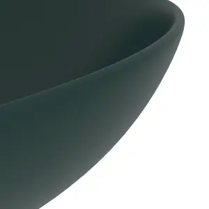 Berkfield Bathroom Sink Ceramic Dark Green Round